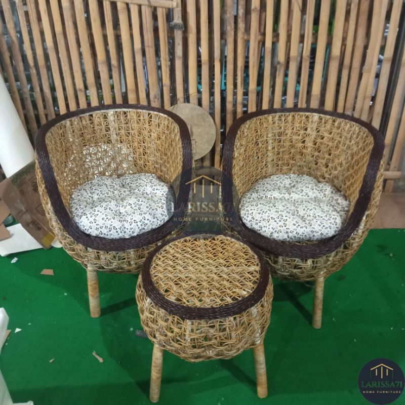 Set Kursi Teras Brekele Rotan Sintetis Free Jok Duduk