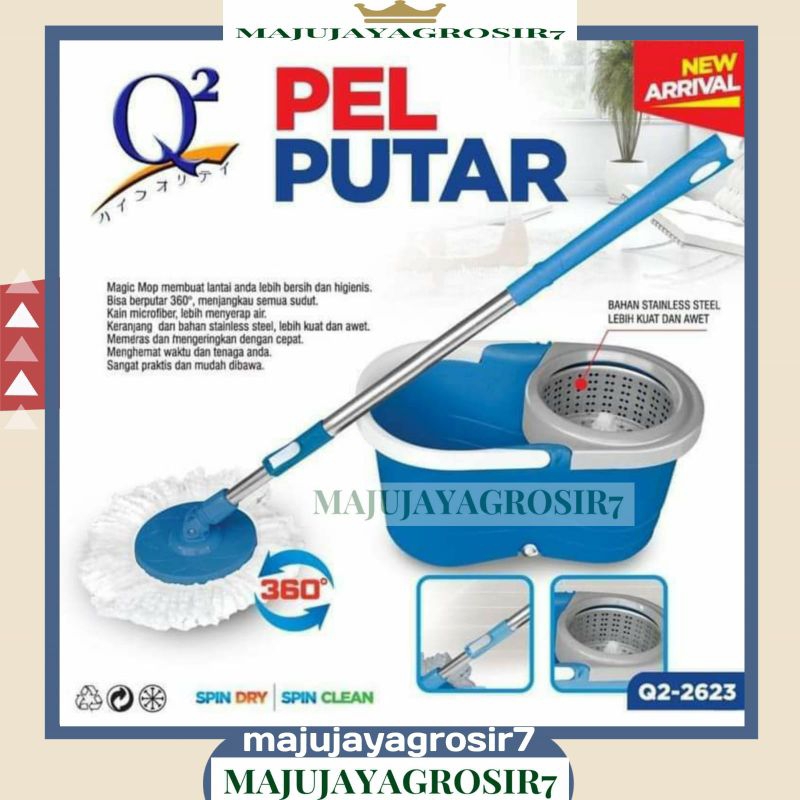 MAGIC MOP Q2-2623 / ALAT PEL LANTAI Q2 2623 / PEL LANTAI SPIN MOP SUPER MOP PEL PUTAR 360° EMBER PEN
