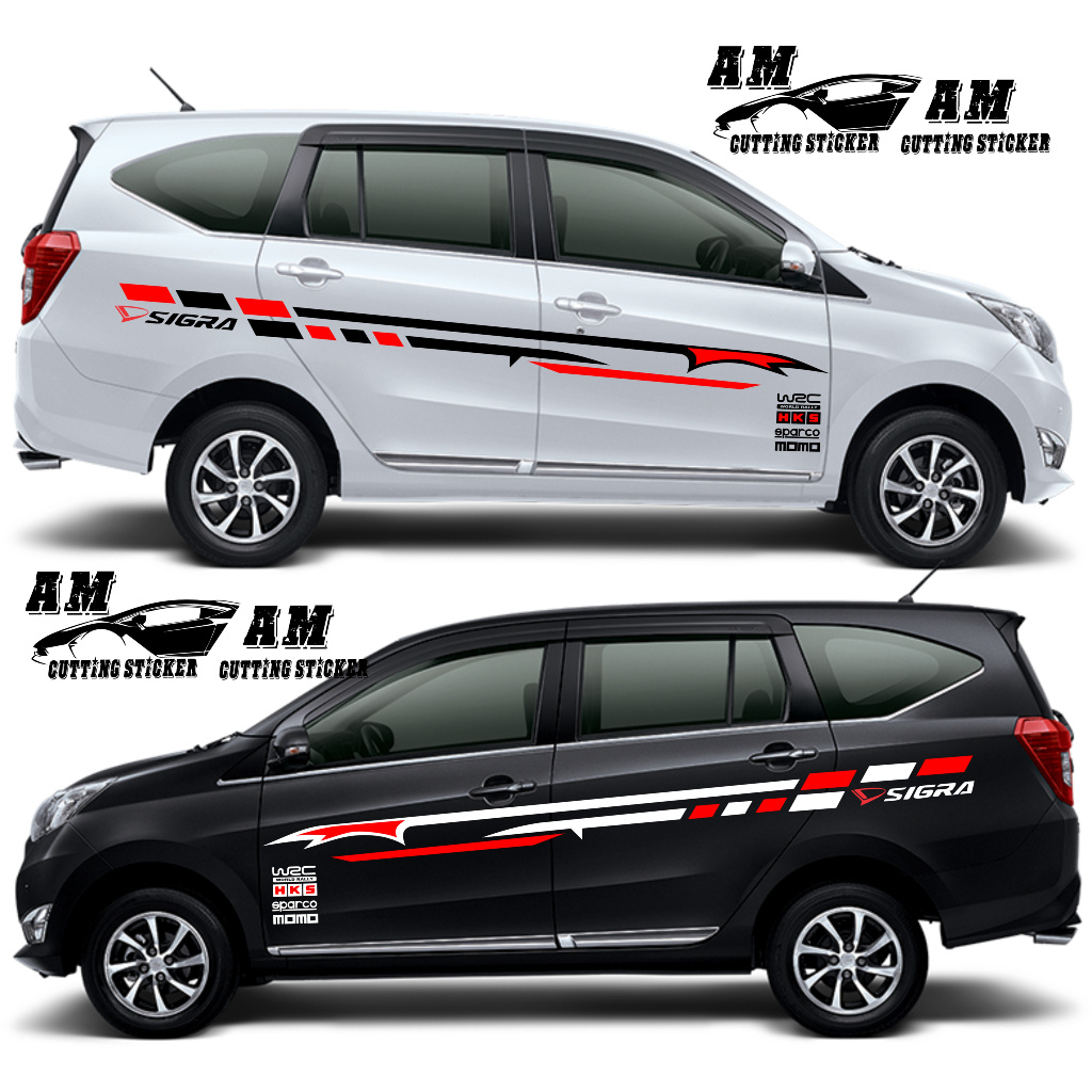 Stiker Mobil Sigra Cutting Stiker Mobil Daihatsu Sigra Striping Body samping Mobil Sigra terbaru