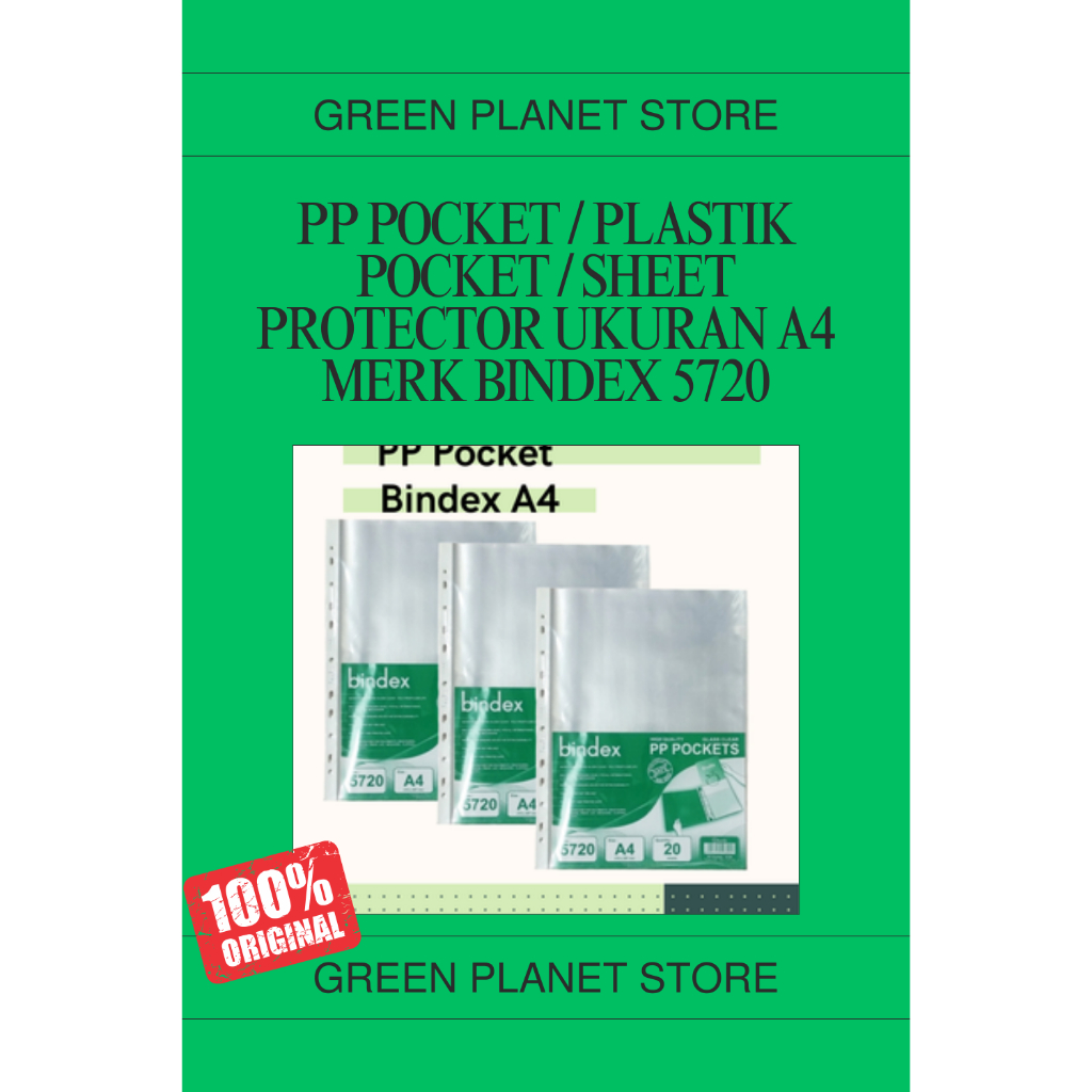 

PP Pocket / Plastik Pocket / Sheet Protector Ukuran A4 Merk Bindex 5720 ( Isi 20 lembar )