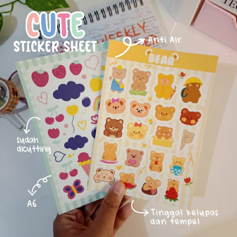 

Cute Sticker Sheet Motif Bear / Aesthetic Scrapbook Journal / Sticker DIY Planner