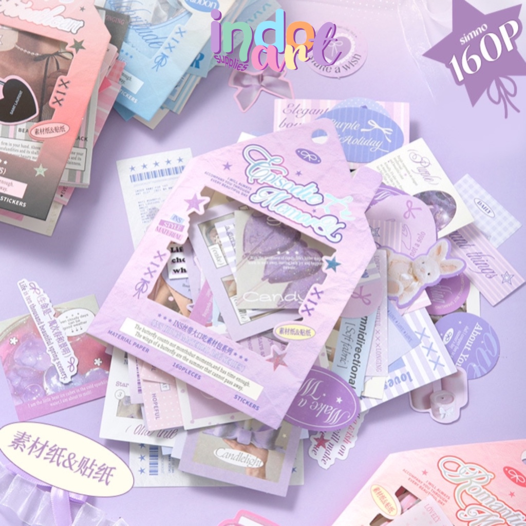 

(IAS) B2 - Sticker Deco Stiker Lucu Pastel Macaron Dairy Korean Girl Pink Purple Style isi 80 pcs