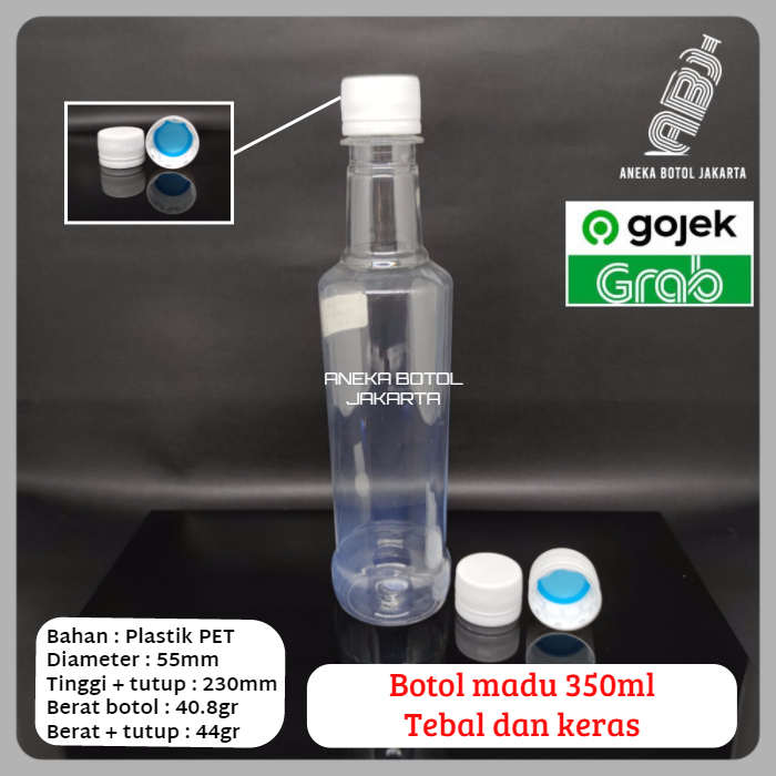 Botol madu 350ml tebal keras 41gr / botol plastik madu 350ml / Botol sirop 350ml