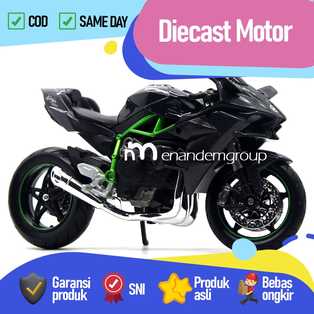 Mainan Motor Diecast Miniatur Kawasaki Ninja H2 R 1/12