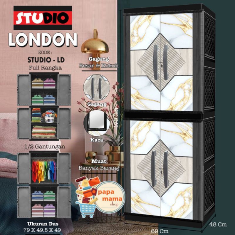 Lemari Pakaian Plastik 4 Pintu Merk Studio