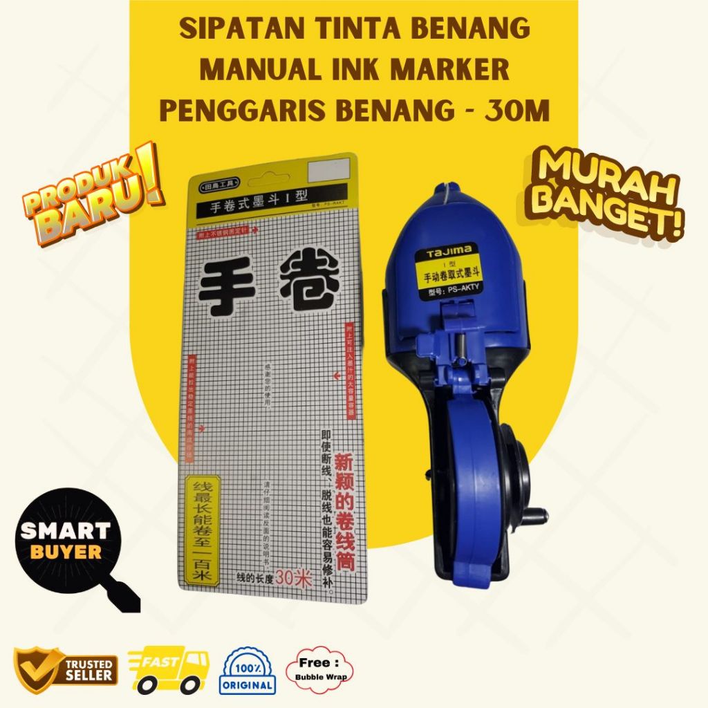 

Sipatan Tinta Benang Manual Ink Marker Penggaris Benang Biru Tua 30 Meter