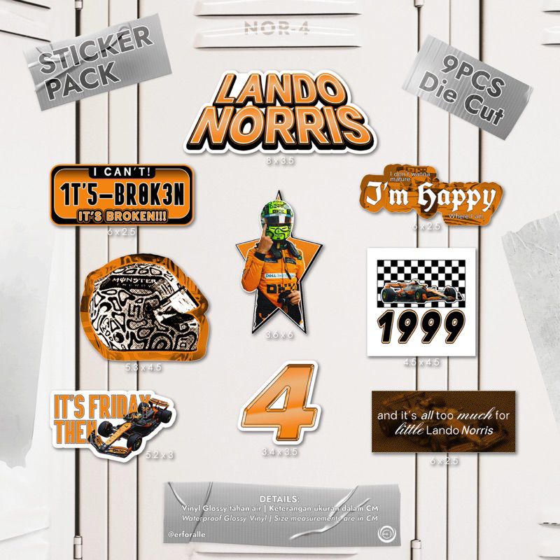 

Lando Norris Sticker Pack [9Pcs Glossy Laminated]