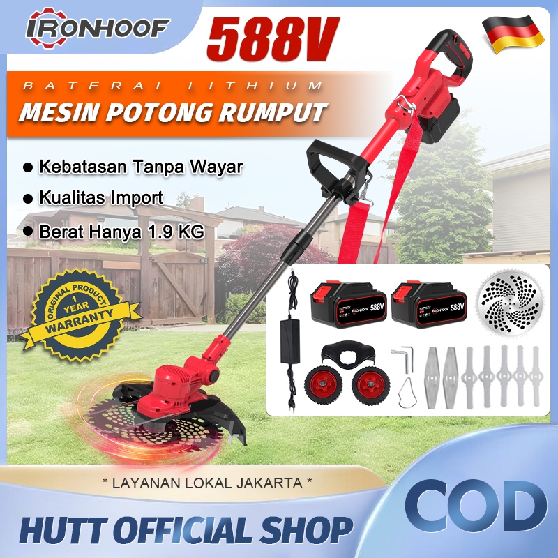 IRONHOOF Mesin potong rumput batrai Mesin pemotong rumput Mesin potong rumput listrik Pemotong