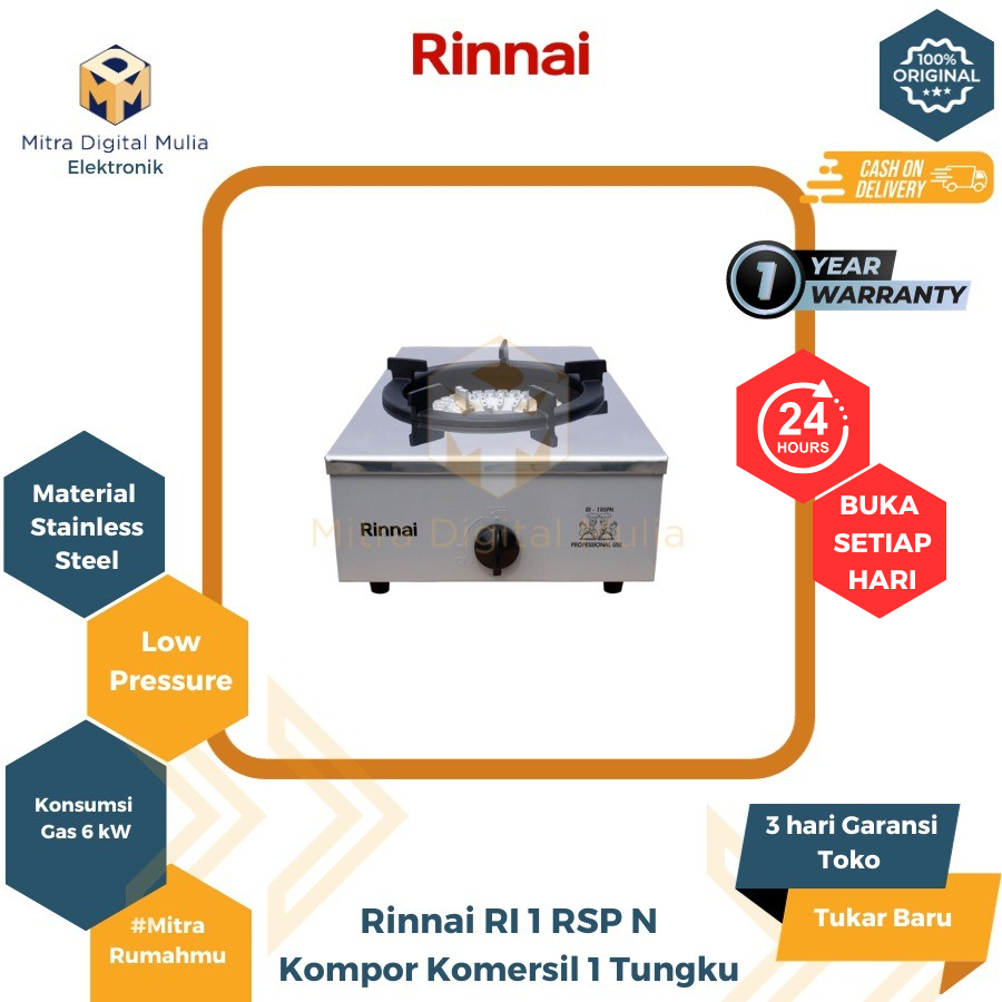 Rinnai RI 1 RSP N Kompor Gas 1 Tungku Komersial