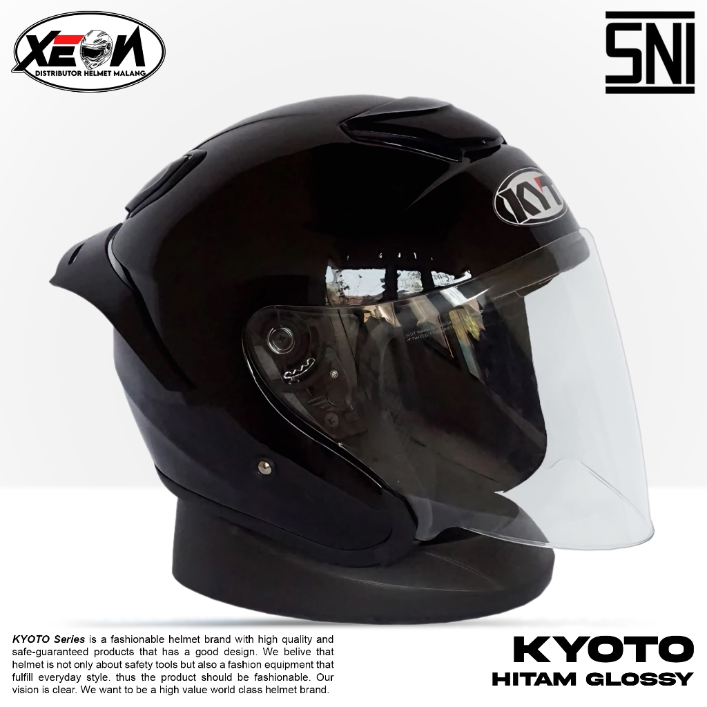 Helm KYOTO Hitam Half Face Model KYT Kyoto Paket Ganteng | Helm Premium Untuk Pria dan Wanita Dewasa