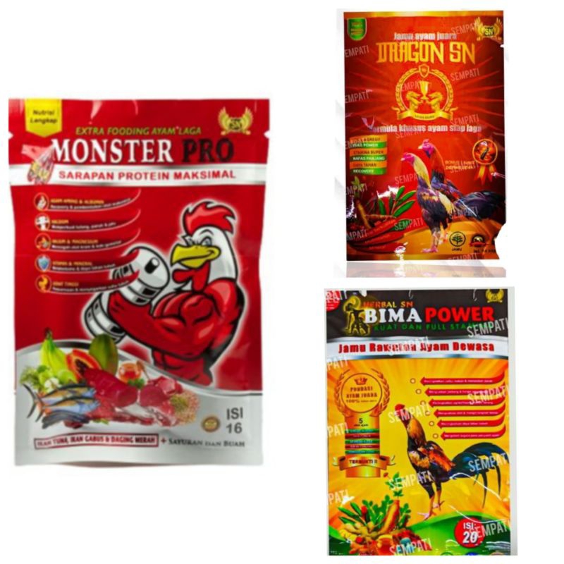 JAMU AYAM SN  DRAGON SN BIMA POWER MONSTER PRO PAKET RAWATAN AYAM ADUAN