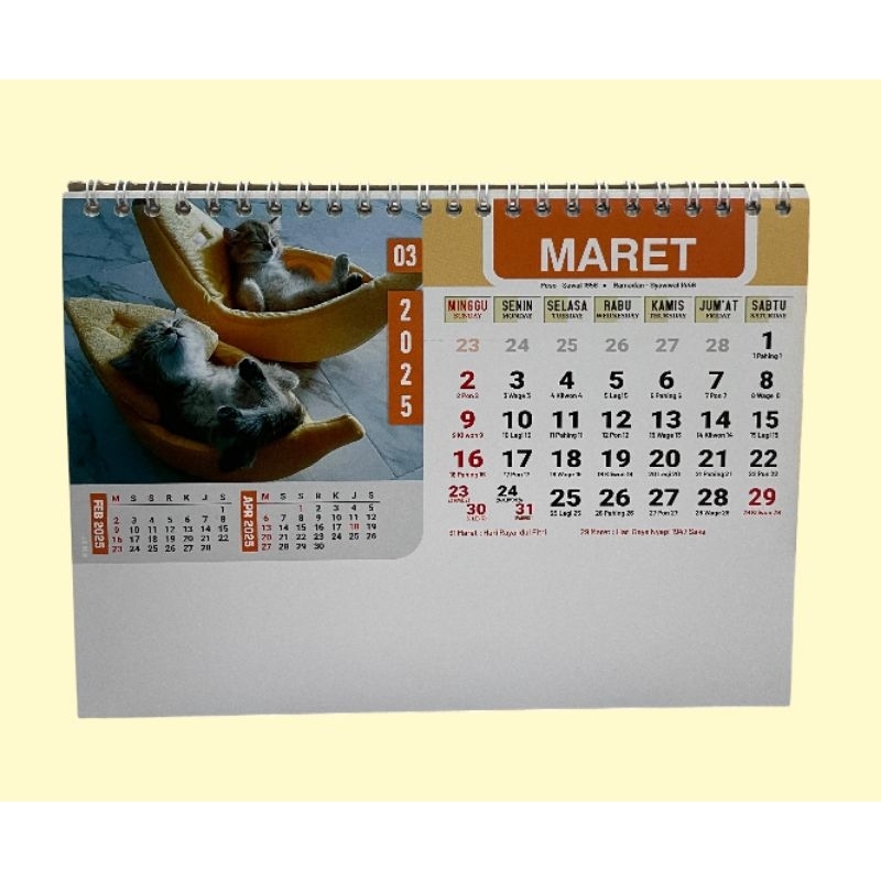 

kalender meja tahun 2025 m karakter kucing