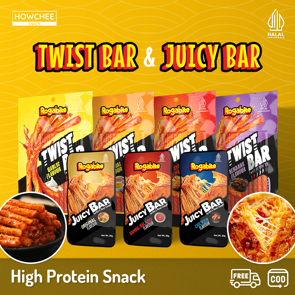 

Howcheesnack [HALAL] Juicy Bar & Twist Bar Snack High Protein Camilan Makanan Ringan Tinggi Protein 20gr