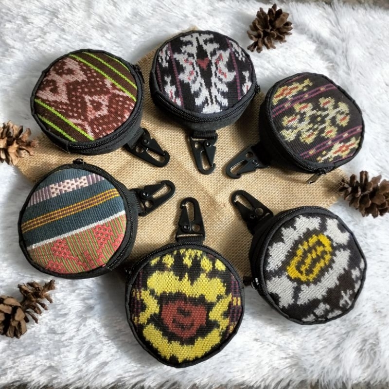 mini pouch tenun etnik - pouch tenun asli - pouch airpods tws - pouch coin