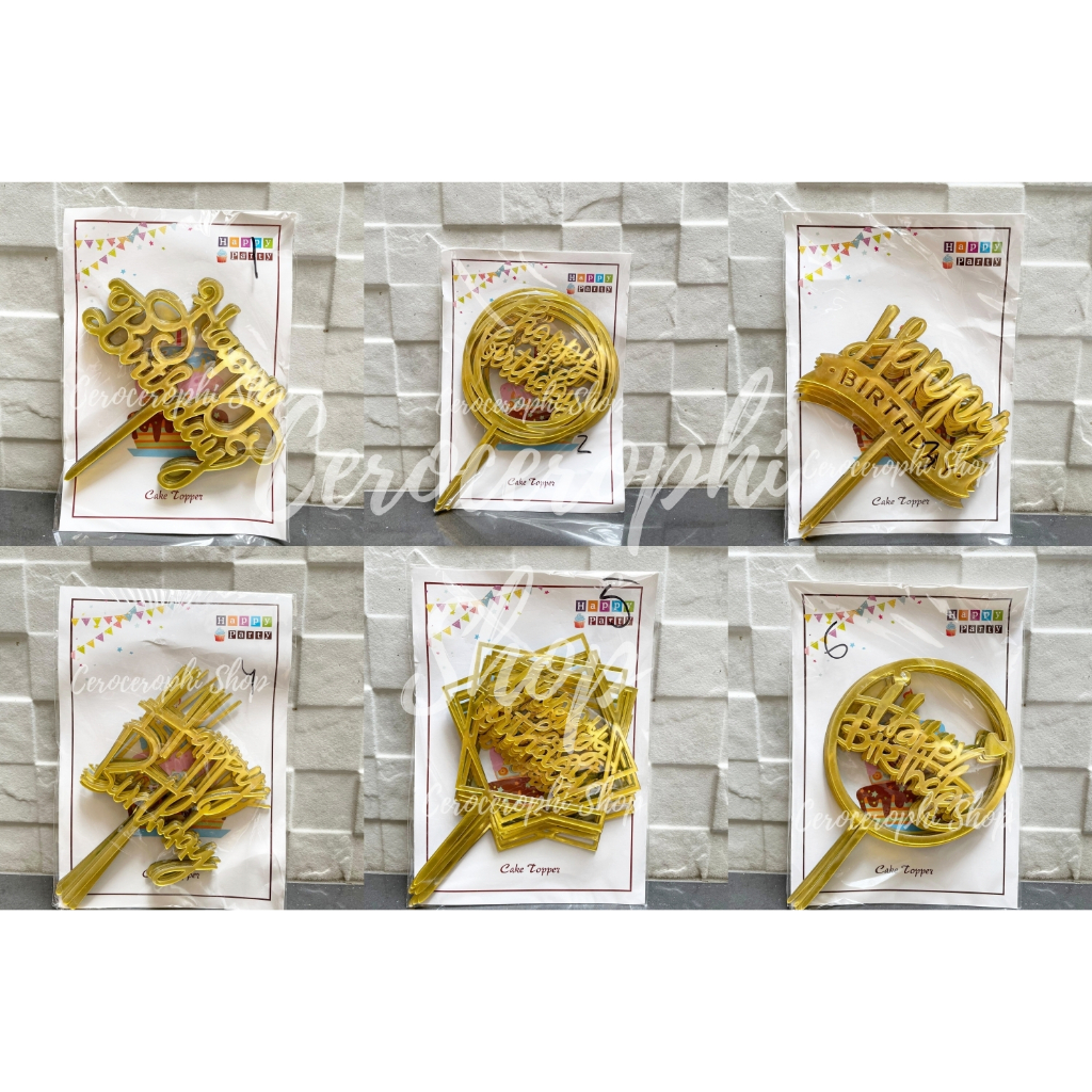 [GROSIR] CAKE TOPPER KUE HBD HAPPY BIRTHDAY ULTAH ACRYLIC AKRILIK 10 PCS
