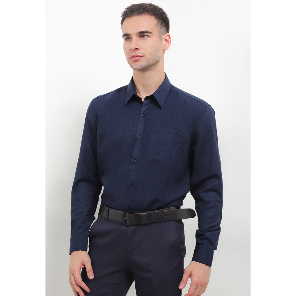 ZANETTI Kemeja Pria Premium New Soft Touch Slub Basic Slim Fit Lengan Panjang