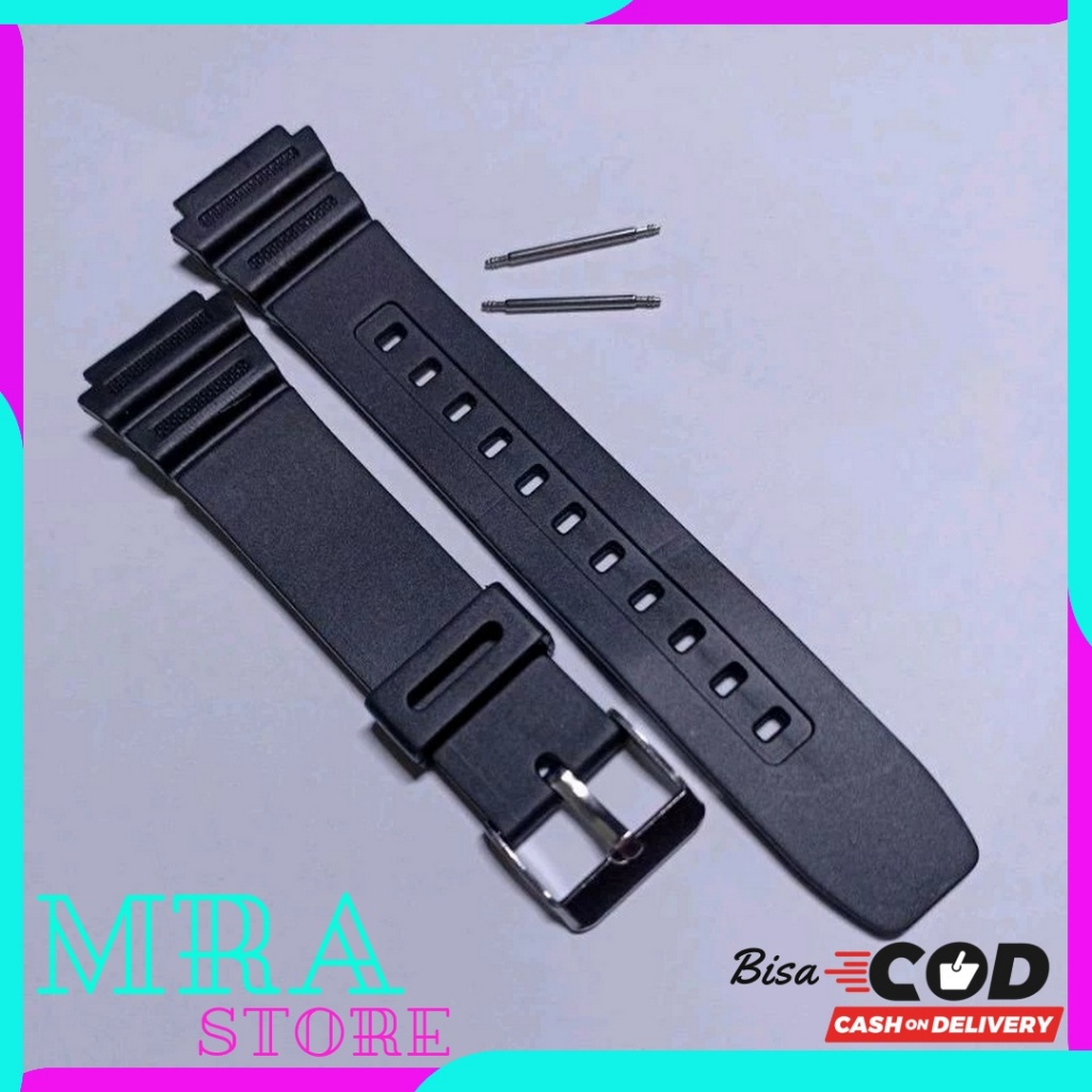 STRAP TALI JAM CASIO WR-100M WR100M WR100-M LUG 18MM WARNA HITAM FREE 2 PEN