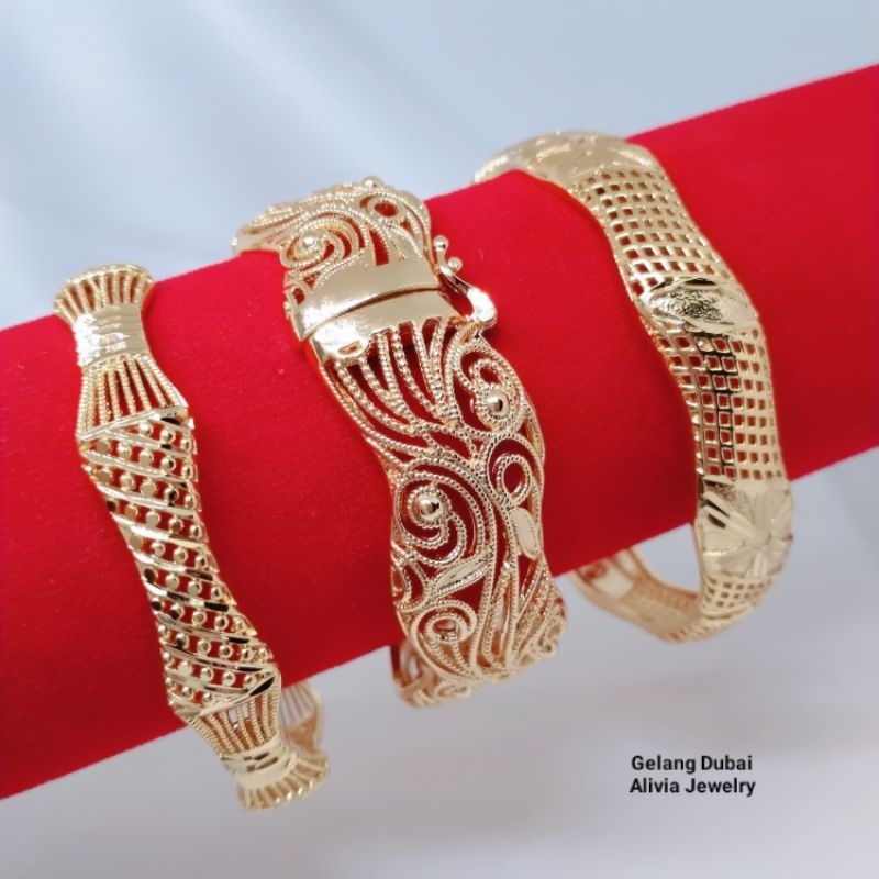 Gelang Bangkok Dubai bangle Titanium Xuping  perhiasan lapis emas 24 karat