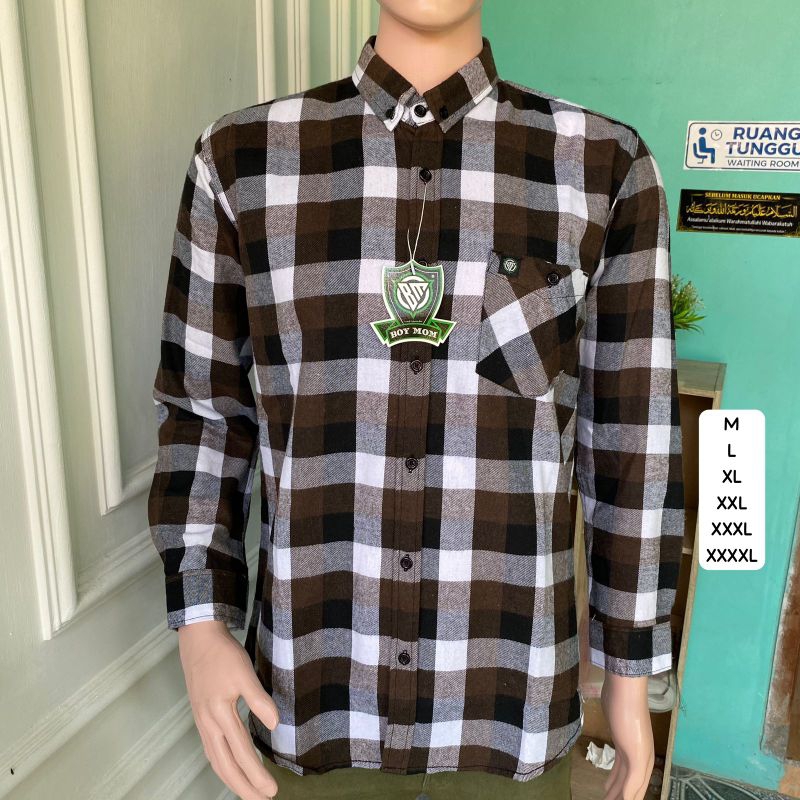 Kemeja Flanel Pria Wanita 3d Coklat Kemeja Flannel Lengan Panjang Pria Wanita Kotak-kotak