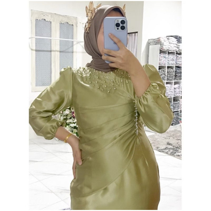 [ Termurah ] Vina Dress Baju Kondangan Viral | Gamis Pesta Bridesmaid | Dress Satin Model Duyung