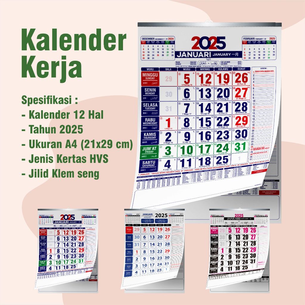 

Kalender Kerja - Kalender kerja dinding - kalender kerja HVS dinding