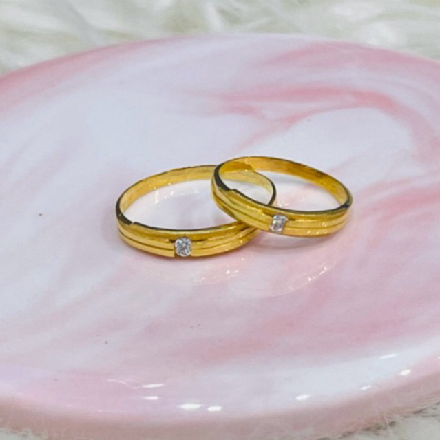 Cincin polos AD cincin kawin tunangan simple elegant uk 9-18 emas asli kadar 700