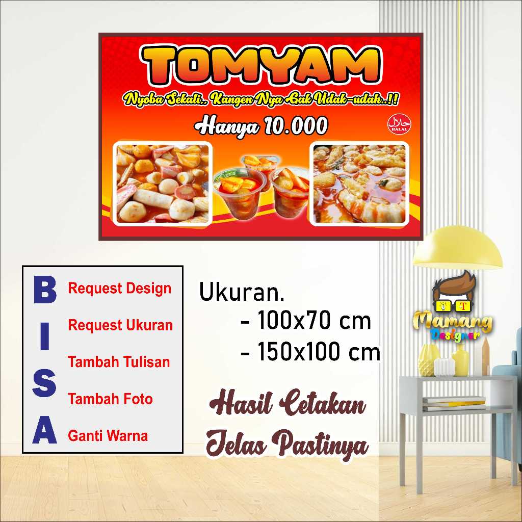 Cetak Spanduk Banner Keren Tomyam atau Jajanan Korea bb