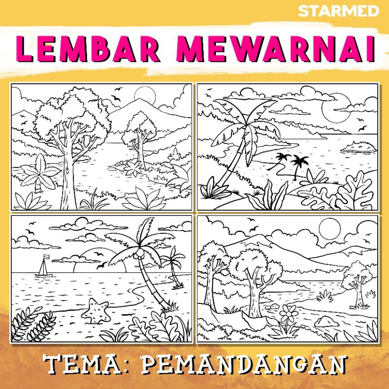 GAMBAR MEWARNAI PEMANDANGAN UNTUK ANAK PAUD DAN TK | MEWARNAI GAMBAR HEWAN UNTUK ANAK | GAMBAR MEWAR