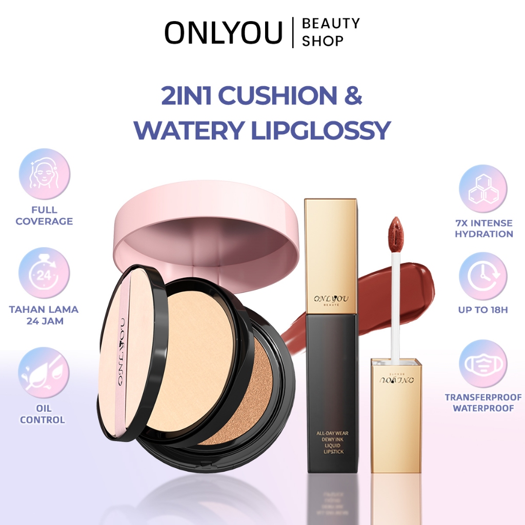 【BPOM】ONLYOU Paket ONLYOU Liquid Lipstick Transferproof lipglossy & ONLYOU Matte Cover All Perfect 2