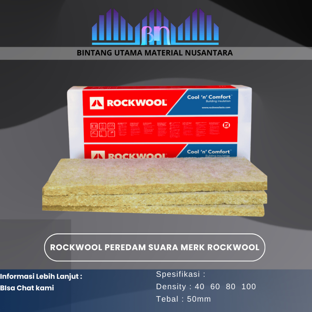Rockwool peredam suara / peredam tembok / peredam partisi / merk Rockwool
