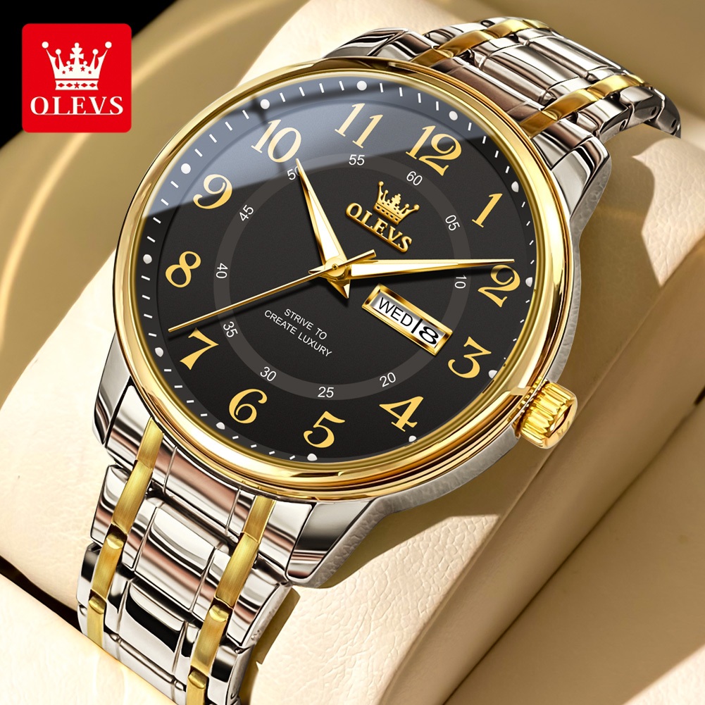 OLEVS Jam Tangan Pria Anti Air Original Mewah Digital dial Kalender Tahan Arloji Pria Terbaru 2025