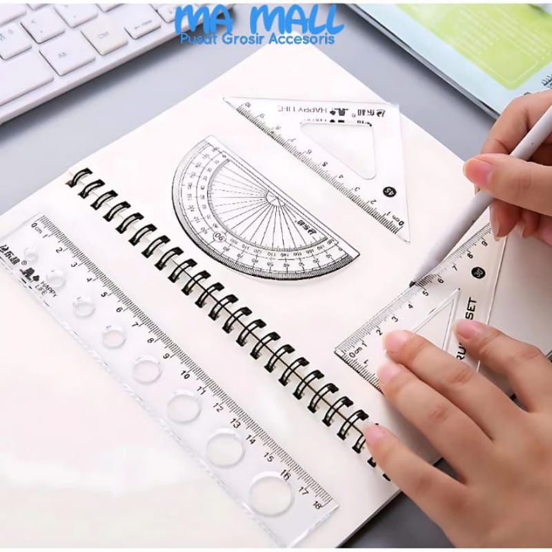 

Penggaris Set 4pcs Ruler Set A129 Penggaris Segitiga Busur 4 Pcs