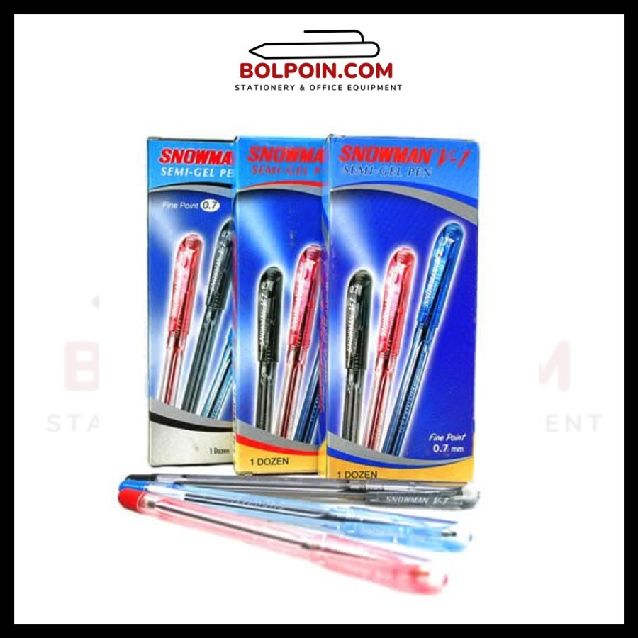 

[Grosir] Pulpen Snowman V1 0.7 Bolpen Ballpoint Snowman Semi Gel Pen 1 lusin