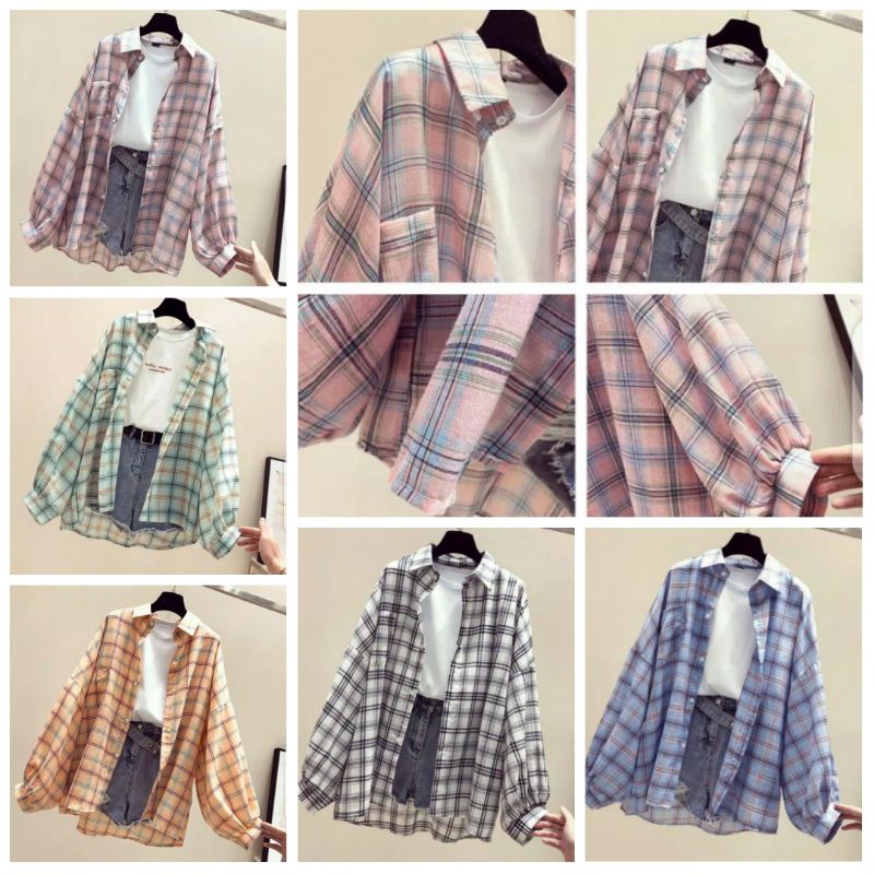 Kemeja Flannel Wanita Terbaru Nyaman Dipakai/COD Kemeja Wanita Korea/Kameja Wanita Hijab Kekinian/Ke