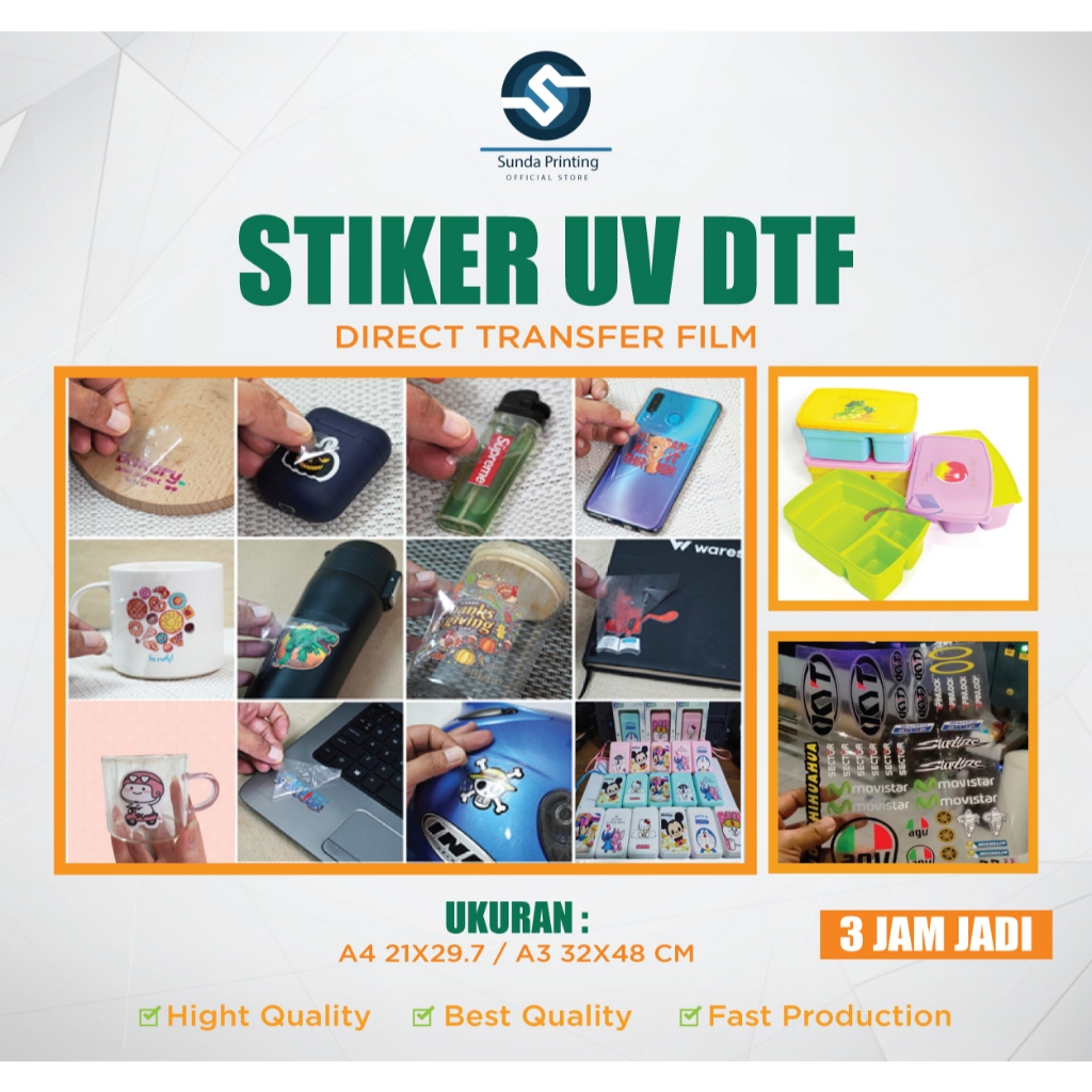 CETAK STIKER DTF UV CETAK PRINT DECAL KERING STIKER CUSTOM FULL COLOR BISA TIMBUL/ UV DTF