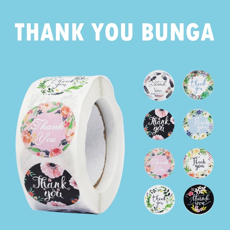 

500 Pcs Sticker Thank You Terima Kasih Souvenir Segel Kemasan Import Murah