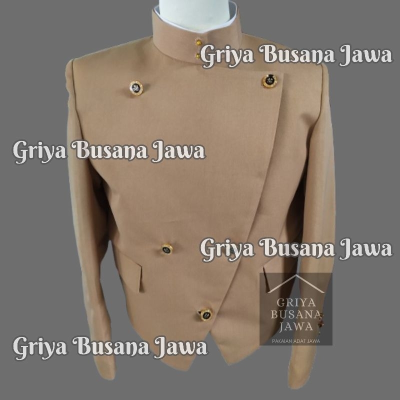 Beskap Jawa Solo Krowok Alusan Mocca