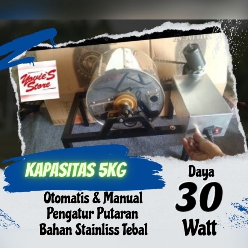 Mesin Roasting Kopi Otomatis dan Manual Sangrai Kopi Kacang Bahan Stainliss Kapasitas 4-5kg Free gre