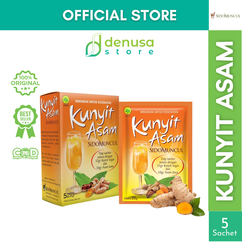 

- SIDOMUNCUL Kunyit Asam 1 Box isi 5 Sachet | Jamu Sehat Alami untuk Pelangsing Detoks Kulit