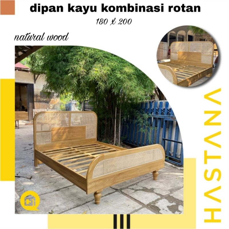 dipan kayu kombinasi rotan dipan tempattidur mix rotan dipan kayu jati minimalis rotan
