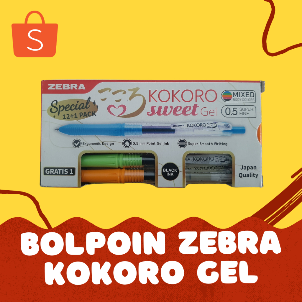 

Pulpen / Bolpoin Zebra Kokoro Sweet Gel Warna Biru, Hitam, Merah