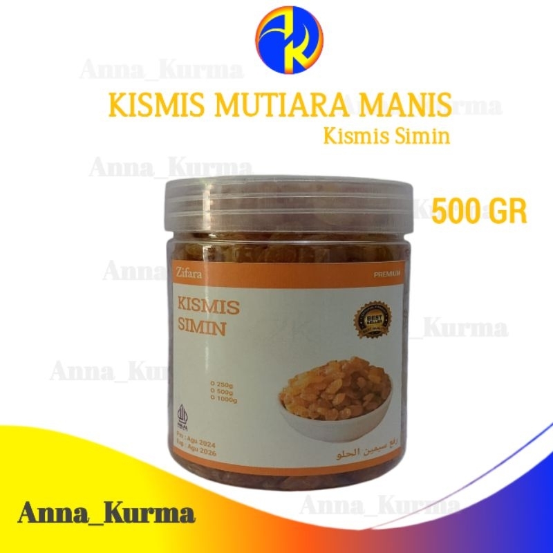 

Kismis Mutiara Manis 500 gr Kismis Simin Manis Kemasan Toples