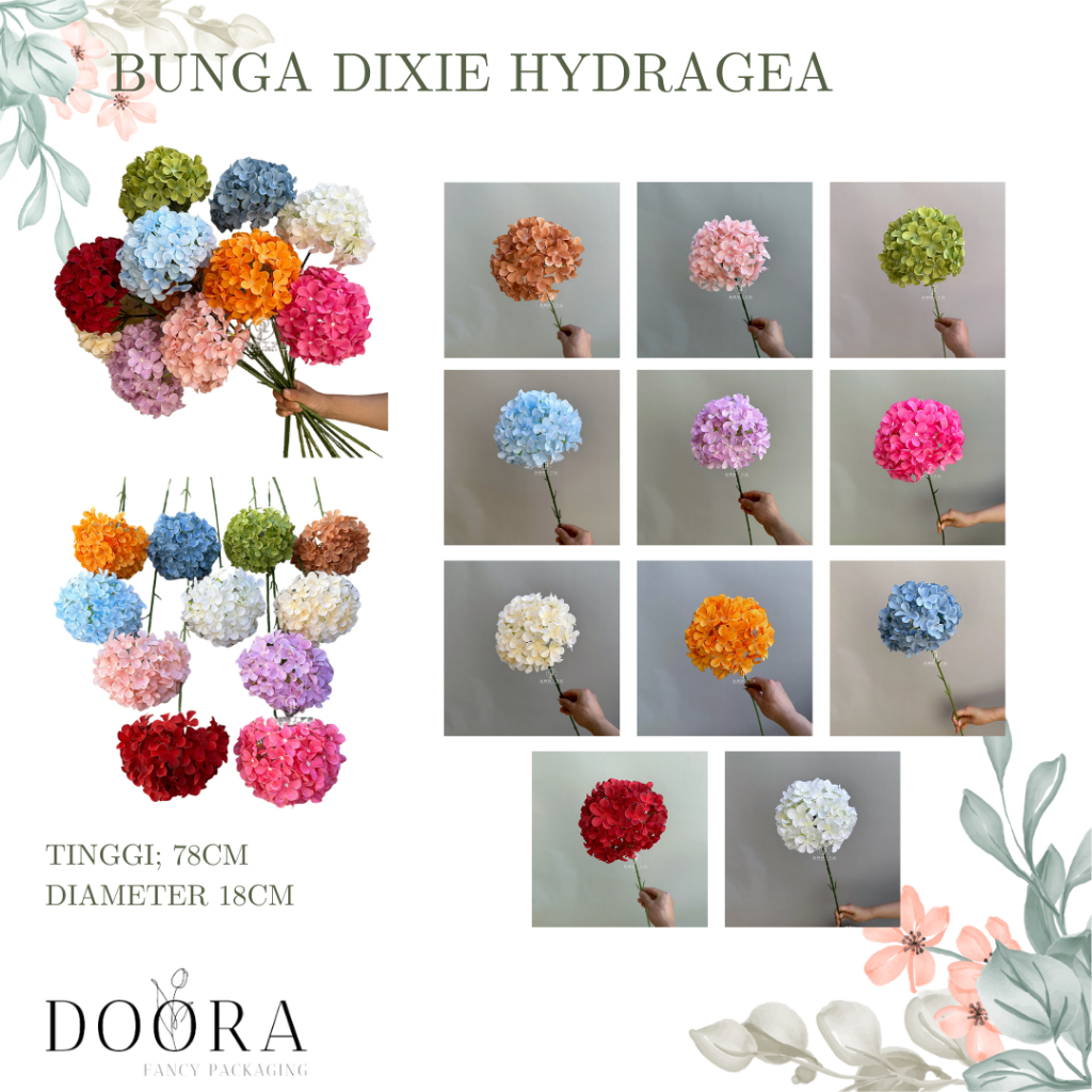 Bunga Artificial Premium Dixie Hydrangea Bunga Hortensia Jumbo Artificial hydrangea dekorasi