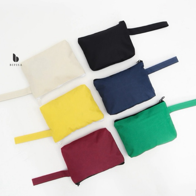 Pouch Polos Waterproof Tempat Pensil Semi Kanvas Custom Wadah Tempat Makeup Dompet Canvas Polos Souv