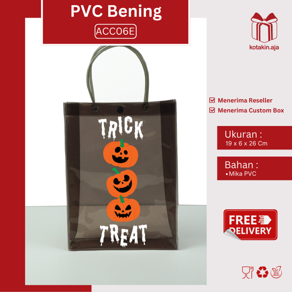 

Tas Mika PVC Halloween / Tas Mika PVC Transparan Halloween / Tas Bening Halloween / Tas Transparan Halloween / Tas Hampers Halloween I AC07