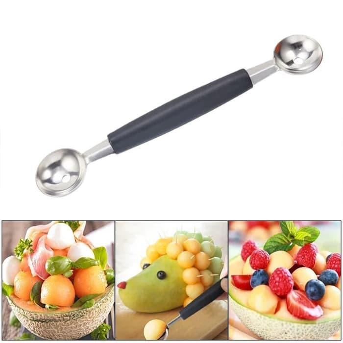COD Alat Kerokan Buah 2 Sisi Bulat Cocktail Cetakan Bulat Cocktail Buah Fruit Baller Dua sisi Bulat 