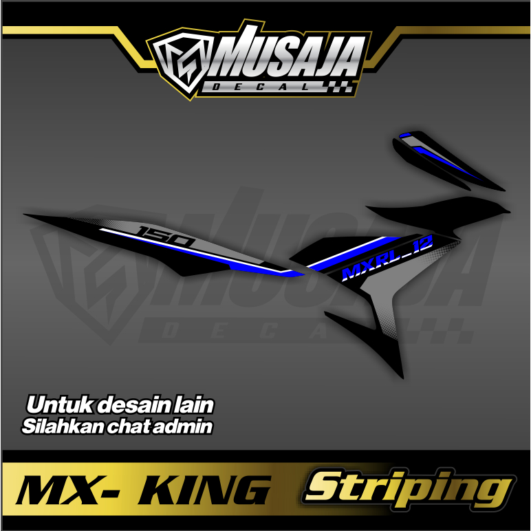 Striping mx king putih hitam biru transparan uv glossy non full body custom