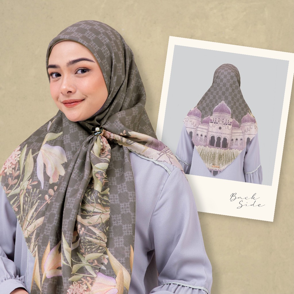 Nibras Hijab Jilbab Segi Empat Scarf Motif Voal Ultracomfort Premium Sifon Masjid Rayya 2 Scarves