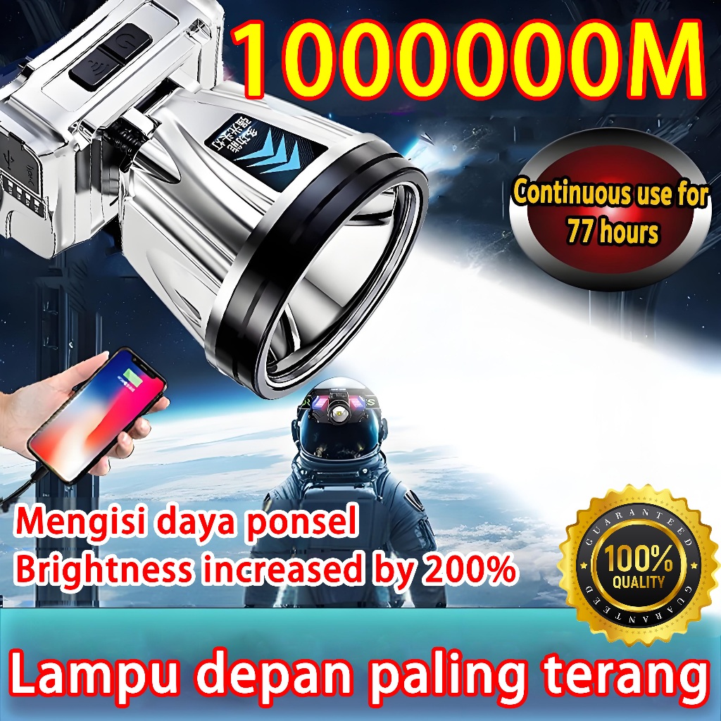 YR senter kepala Sangat terang 1865000mah 300Watt  Senter Kepala Menyala 10000meter tahan air Sama s