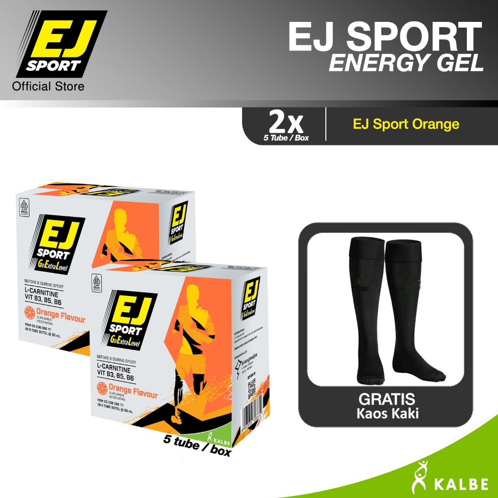 

EJ Sport Orange Energy Gel - Isi 2 Pack + FREE Kaos Kaki Futsal